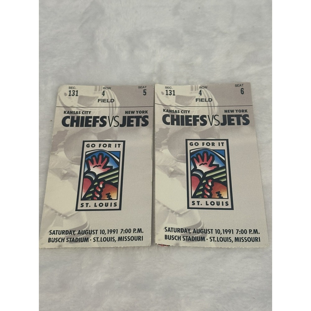 K.c. Chiefs Vs N.y. Jets St‎ Louis Mo, 1991 Tickets Stub Lot Of 2